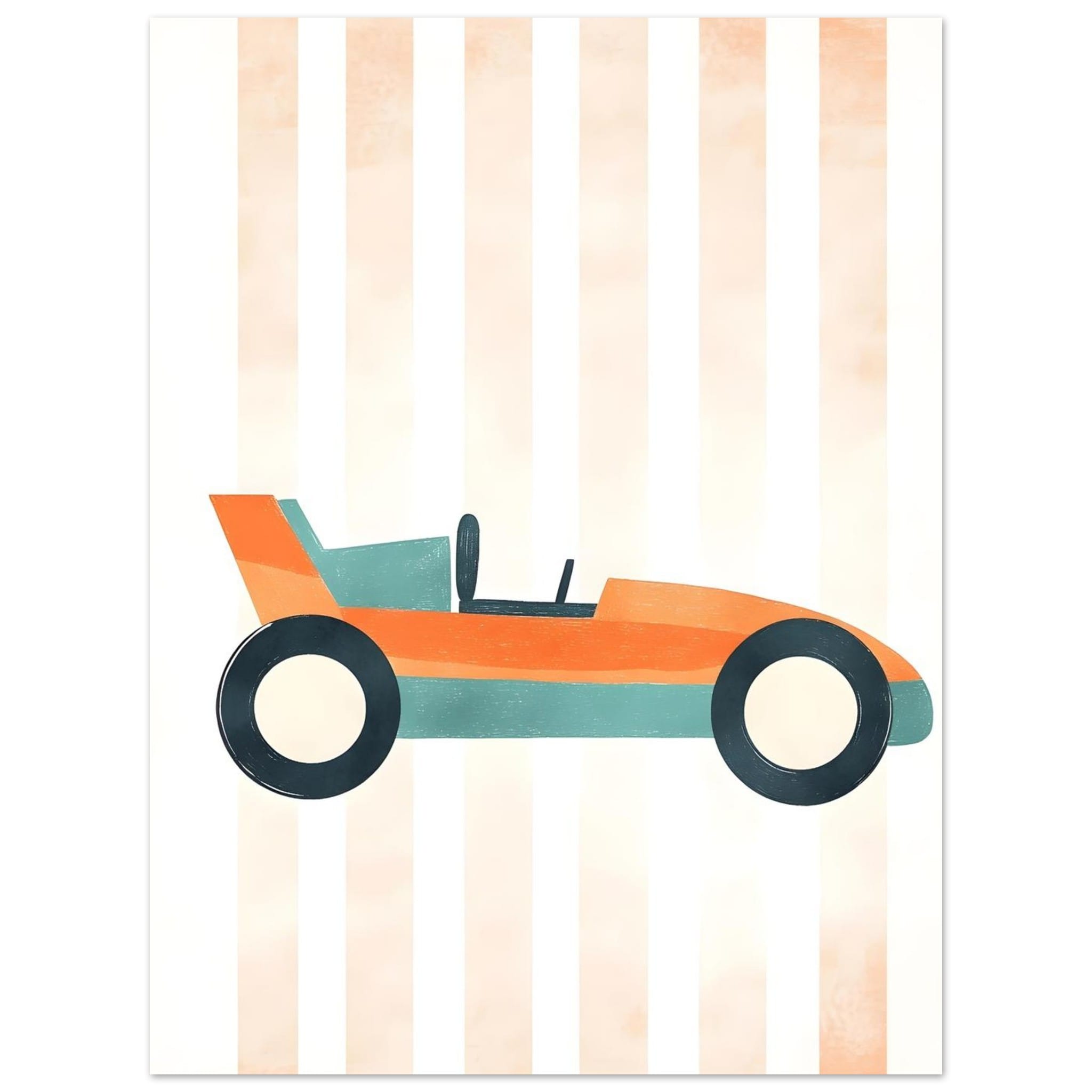 Artfulprints Poster Retro raceauto - 30x40 cm - Oranje