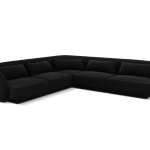 Cosmopolitan Design Symmetrische hoekbank Tulum 5-zits, flueel, zwart Cosmopolitan Design Symmetrische hoekbank Tulum 5-zits, flueel, zwart