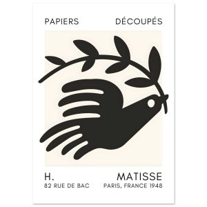 Artfulprints Poster Matisse – Peace dove black – A4 21×29.7 cm – Zwart Artfulprints Poster Matisse – Peace dove black – A4 21×29.7 cm – Zwart
