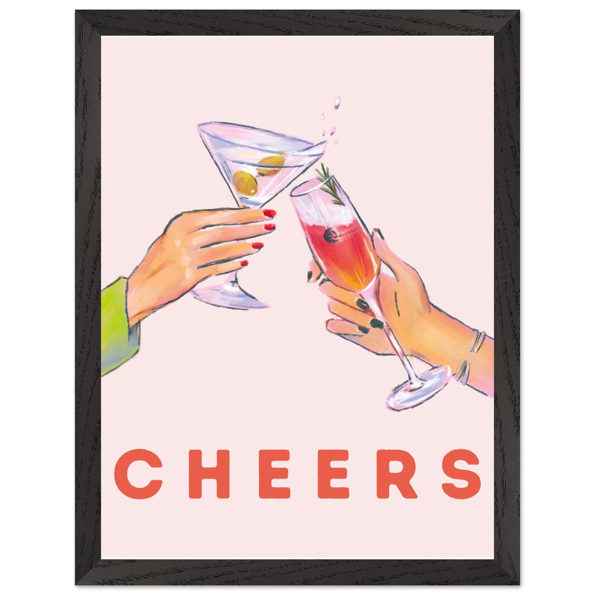 Artfulprints Poster met Lijst Cheers with cocktails - 30x40 cm - Roze