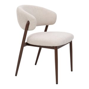 DÉJA Living Eetkamerstoel Skive – Stof – Beige/Walnoot – Set van 2 DÉJA Living Eetkamerstoel Skive – Stof – Beige/Walnoot – Set van 2