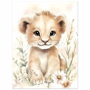 Artfulprints Poster Leeuwtje in bloemenweide – 30×40 cm – Bruin Artfulprints Poster Leeuwtje in bloemenweide – 30×40 cm – Bruin