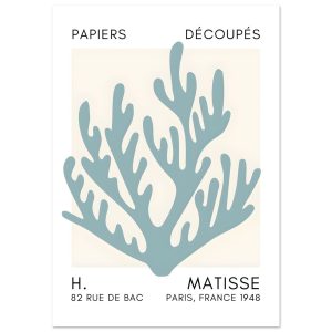 Artfulprints Poster Matisse – Coral harmony turquoise – A4 21×29.7 cm Artfulprints Poster Matisse – Coral harmony turquoise – A4 21×29.7 cm