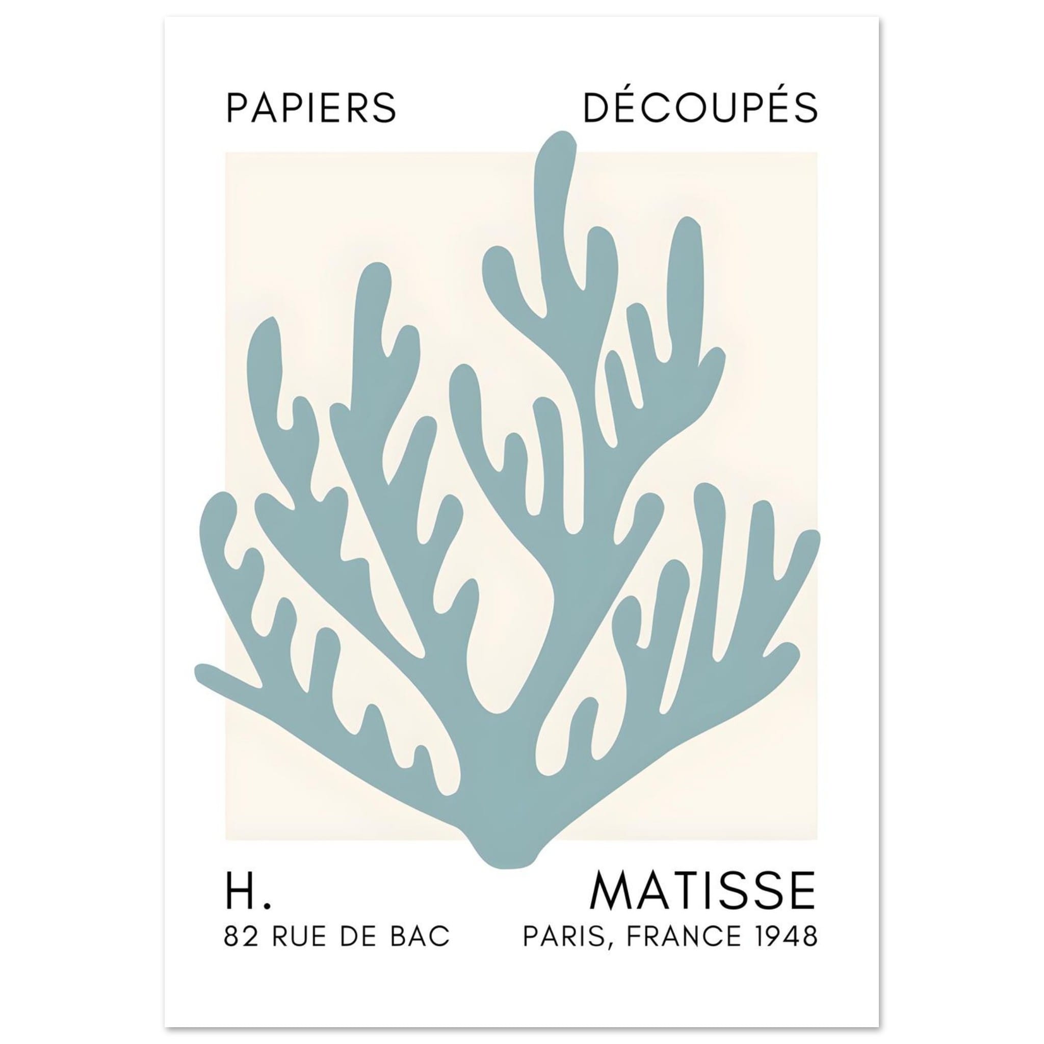 Artfulprints Poster Matisse – Coral harmony turquoise - A4 21x29.7 cm