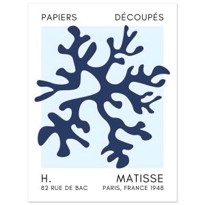 Artfulprints Poster Matisse – Dreamy coral flower navy blue I – 30×40 Artfulprints Poster Matisse – Dreamy coral flower navy blue I – 30×40