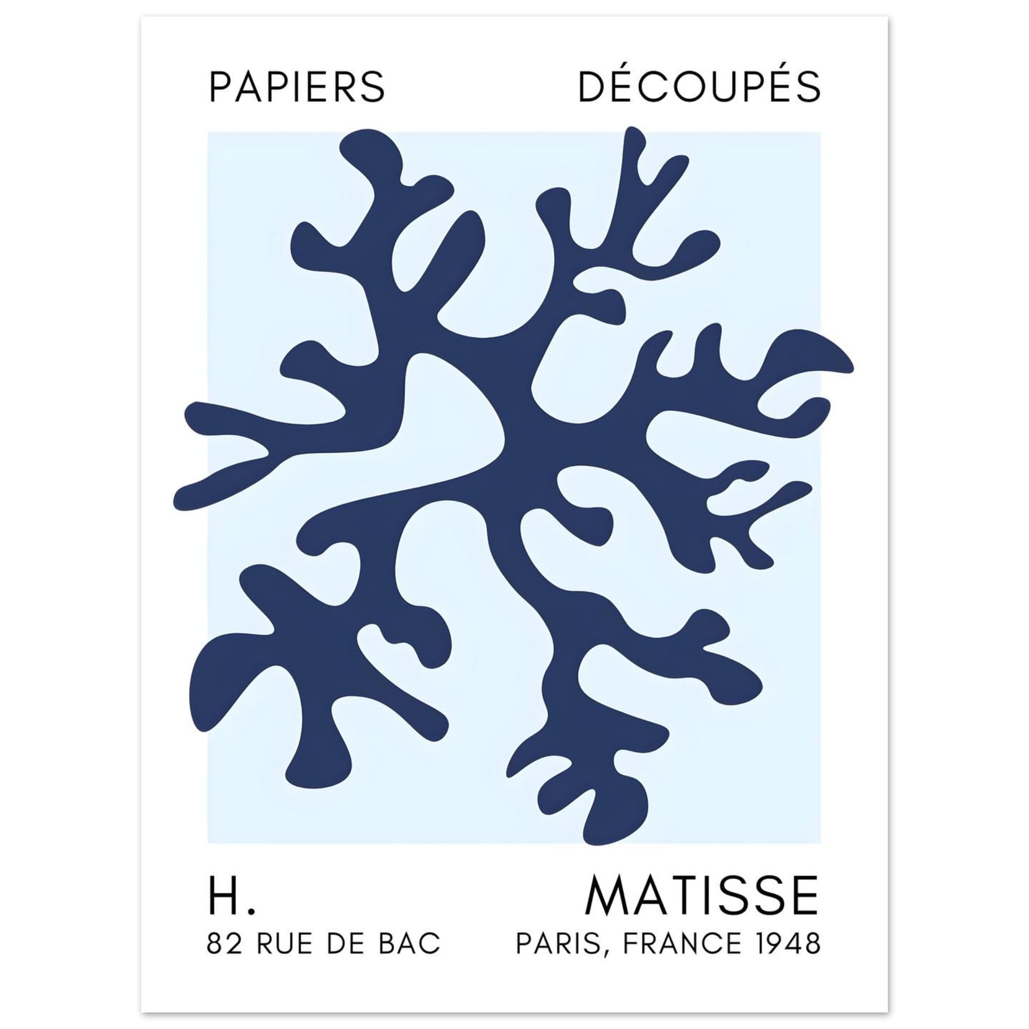 Artfulprints Poster Matisse – Dreamy coral flower navy blue I - 30x40