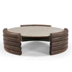 DÉJA Living Salontafel Tobo – Rond Donkerbruin/Marmer – 90x90x30cm DÉJA Living Salontafel Tobo – Rond Donkerbruin/Marmer – 90x90x30cm