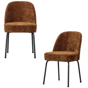 WOOOD eetkamerstoelen Vogue – Polyester – Midden Bruin – Set van 2