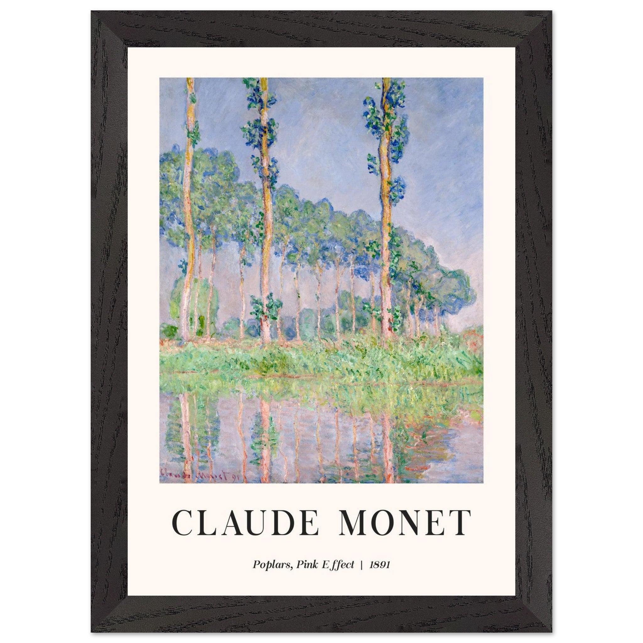 Artfulprints Poster met Lijst Claude Monet - Poplars, pink effect - A4