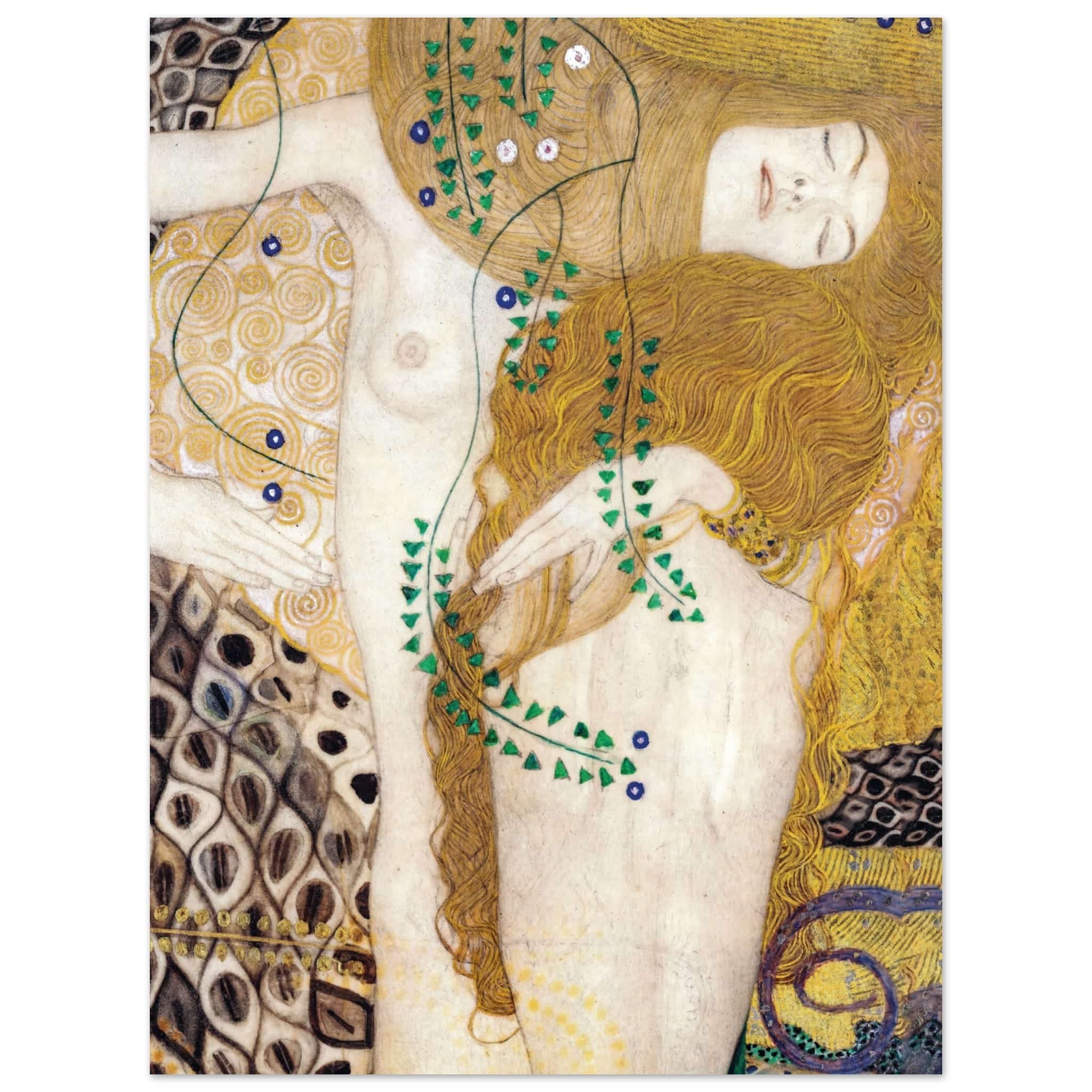 Artfulprints Poster Gustav Klimt - Water snakes - 30x40 cm - Geel