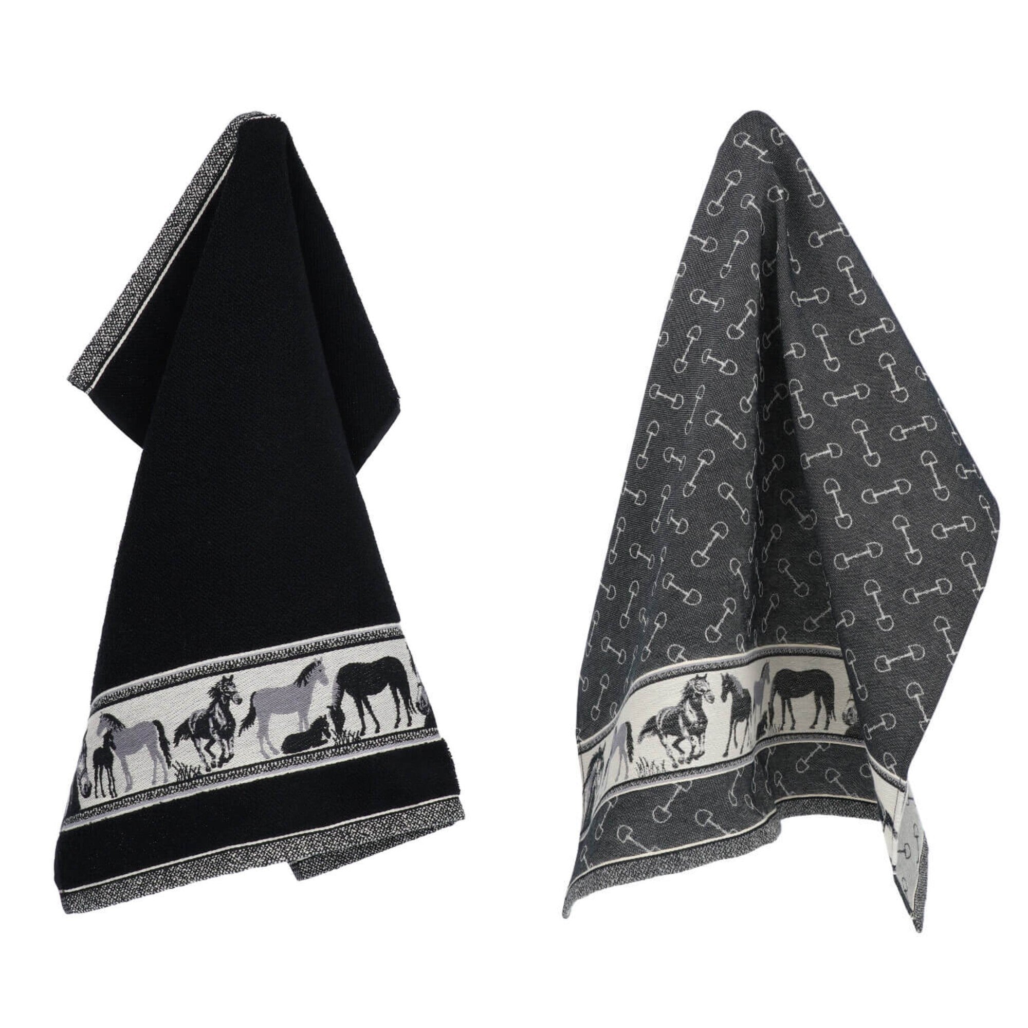 Luxe Keukendoek en Theedoek Paard Zwart GOTS - Bunzlau Castle - 100% b