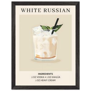 Artfulprints Poster met Lijst White Russian cocktail – Ingrediënten – Artfulprints Poster met Lijst White Russian cocktail – Ingrediënten –