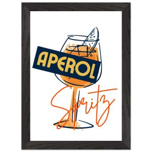 Artfulprints Poster met Lijst Aperol Spritz – Sketch – A4 21×29.7 cm –