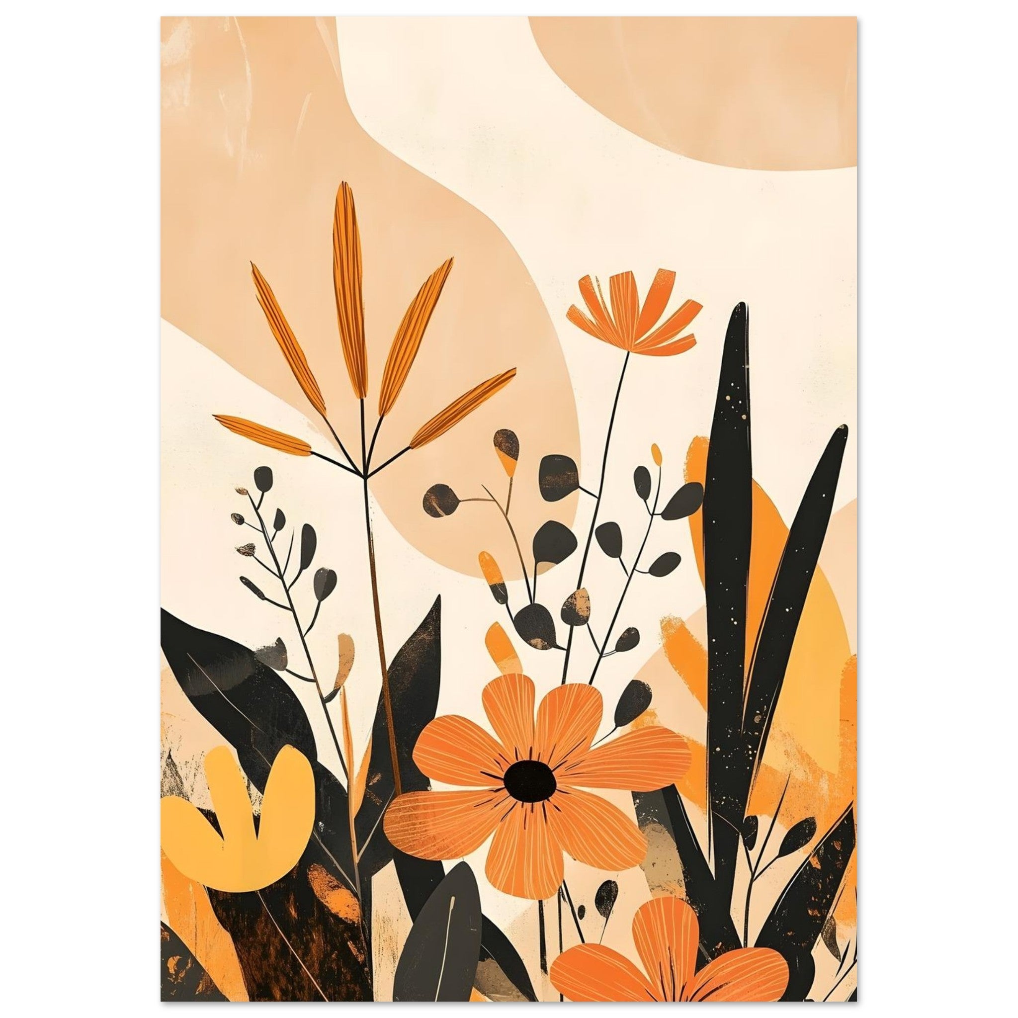 Artfulprints Poster Boho – Bright garden - A4 21x29.7 cm - Oranje