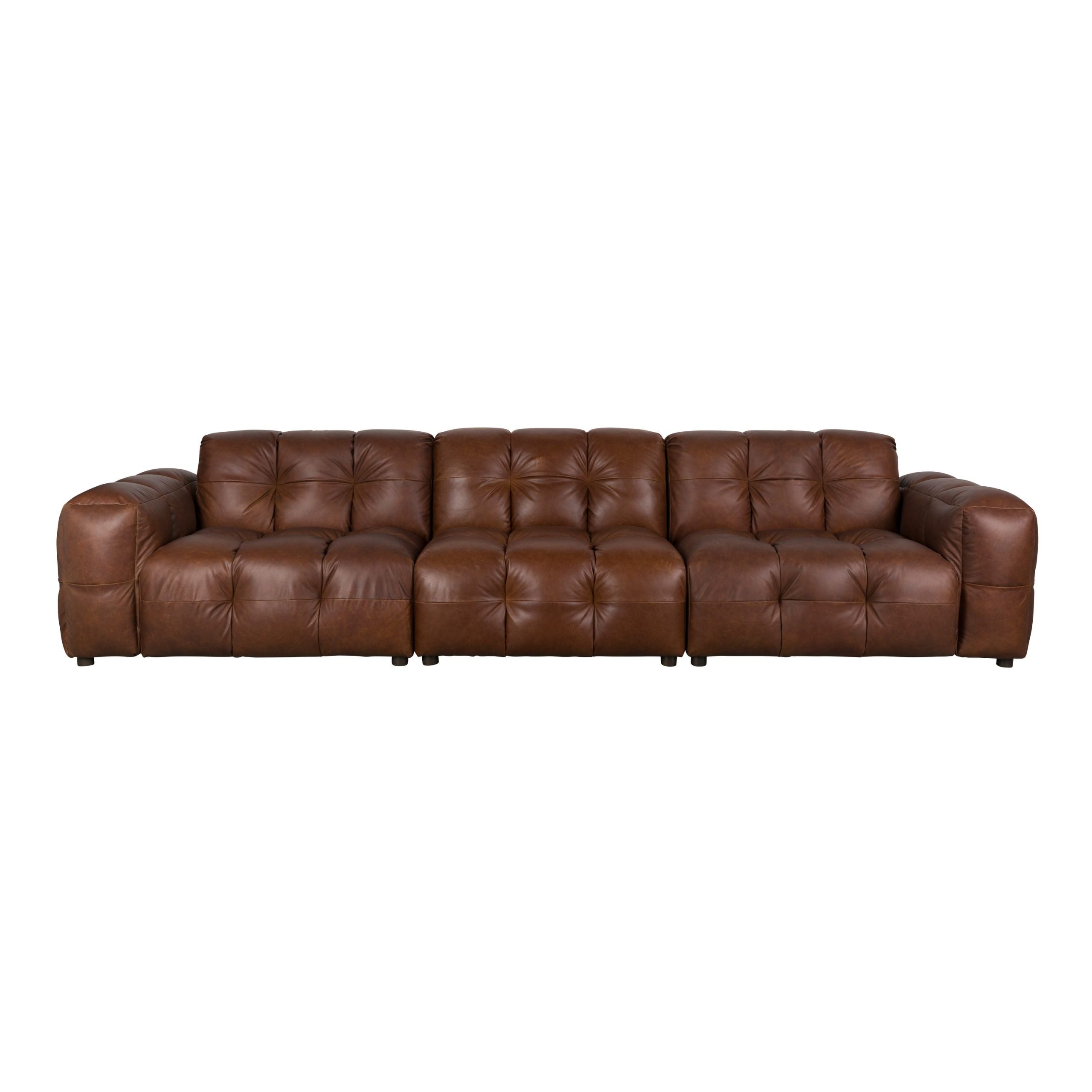 Dutchbone Hackman 4,5-zitsbank Leer Chocolade Bruin
