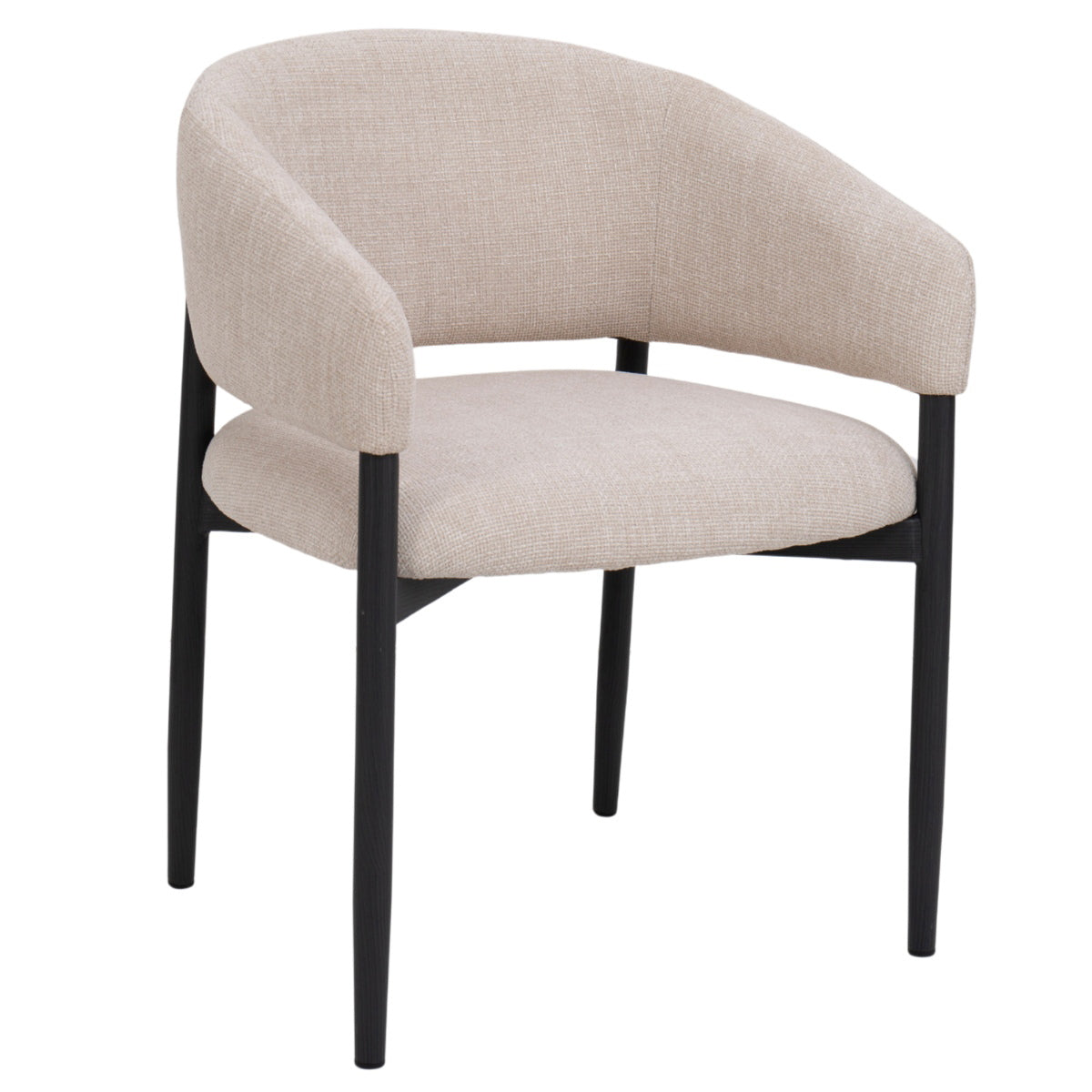 DÉJA Living Eetkamerstoel Elora - Beige/Zwart - Stoffen Armstoel - Jap