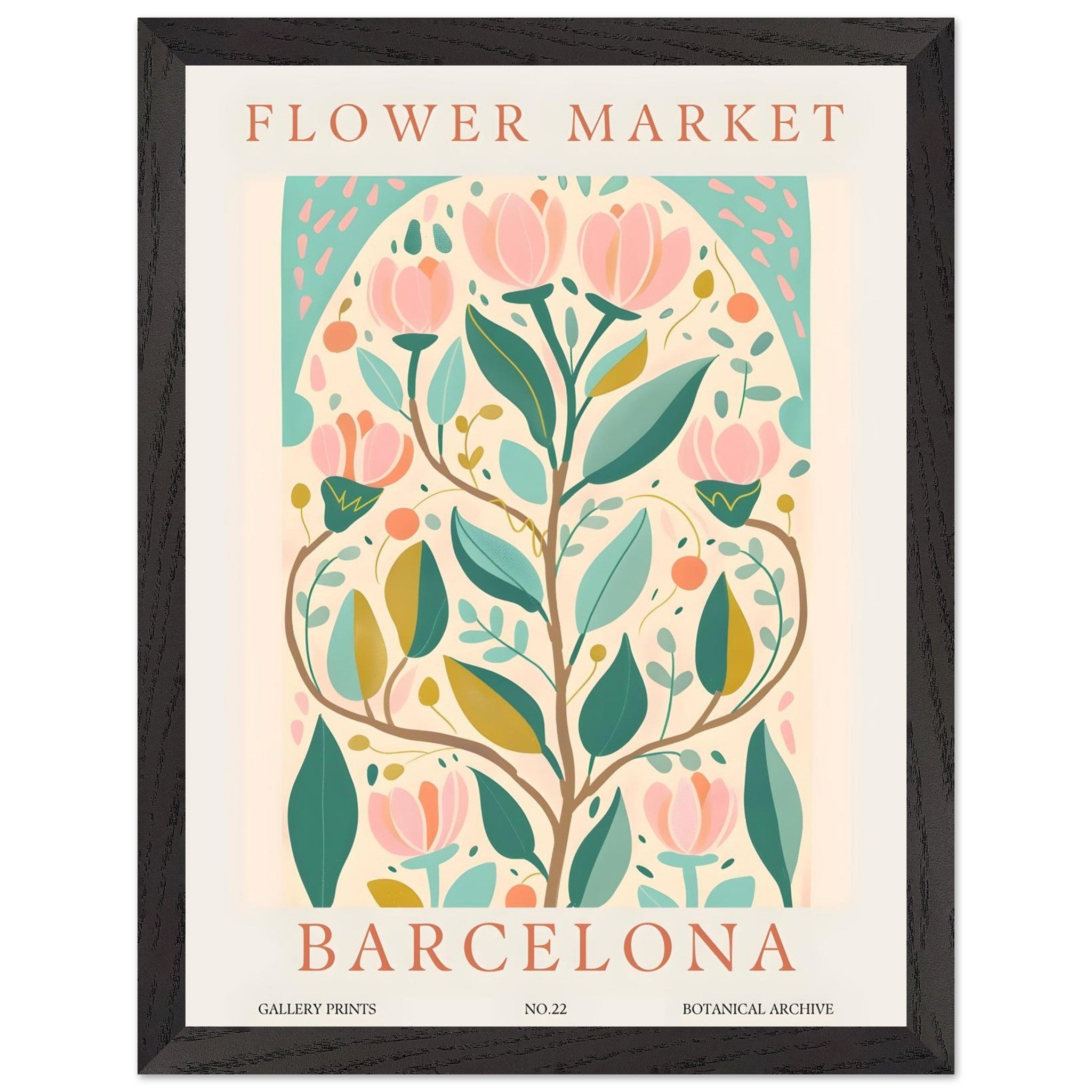 Artfulprints Poster met Lijst Flower market - Barcelona - 30x40 cm - M