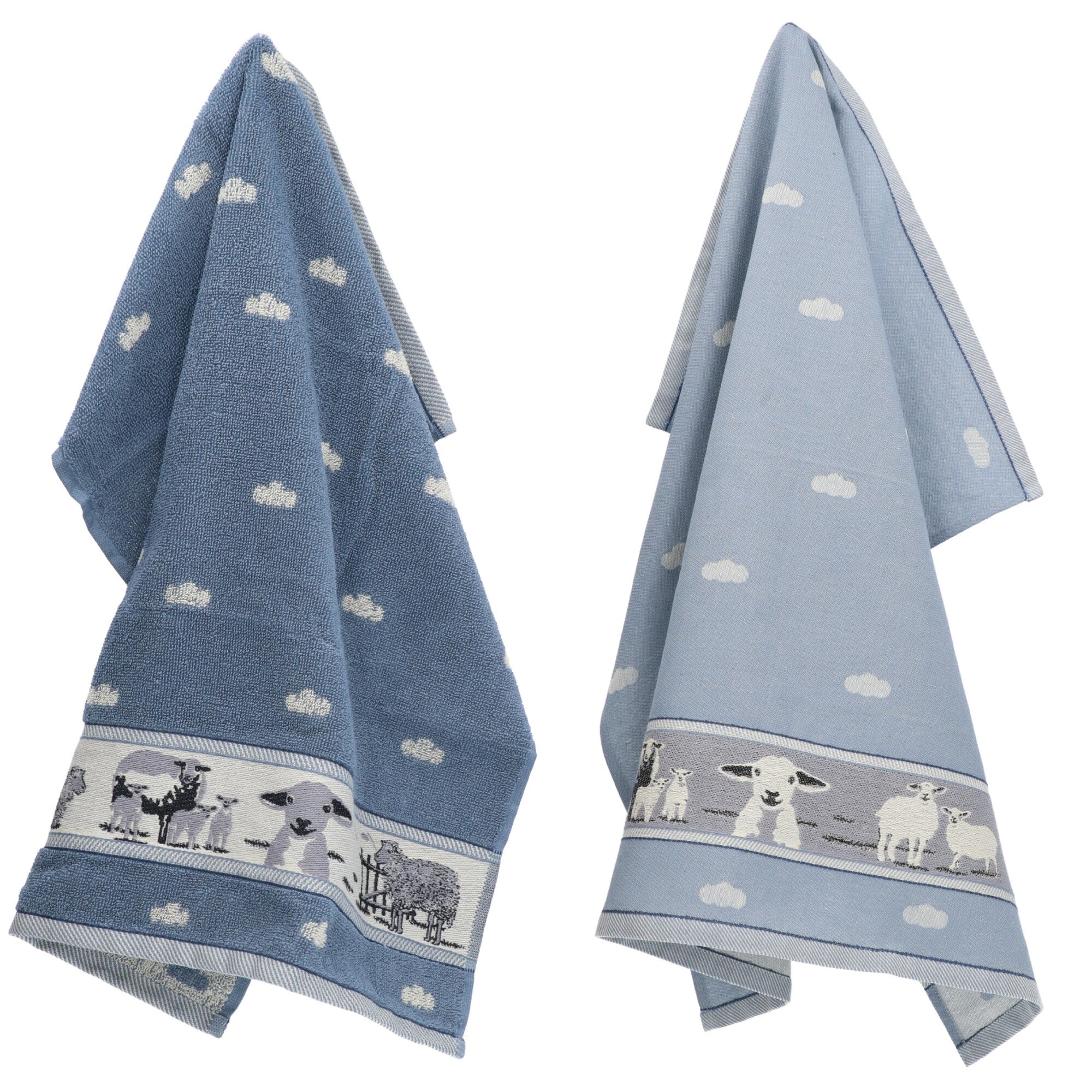Luxe Keukendoek en Theedoek Schaap Grijs Blauw - Bunzlau Castle - 100%