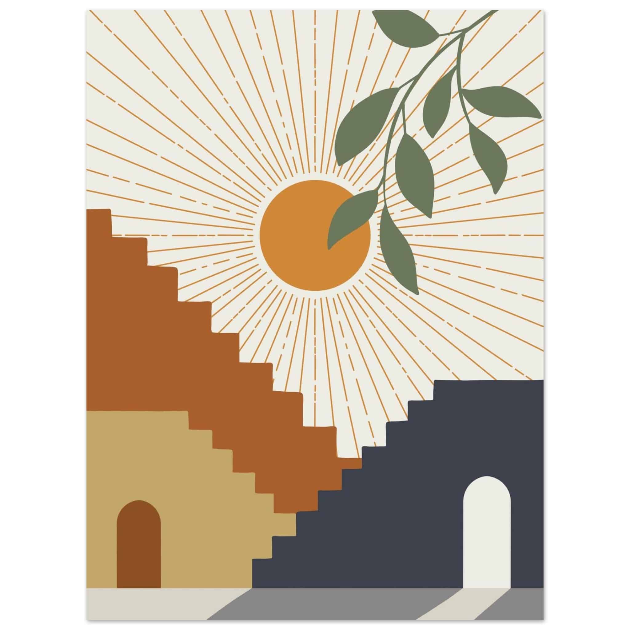 Artfulprints Poster Boho – Stairway sun - 30x40 cm - Meerkleurig