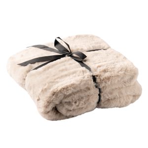 ZINZI – plaid 140×180 cm – bontlook – effen kleur – Pumice Stone – bei