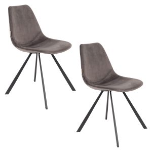 Dutchbone Franky Eetkamerstoelen Grijs – Set van 2 Dutchbone Franky Eetkamerstoelen Grijs – Set van 2