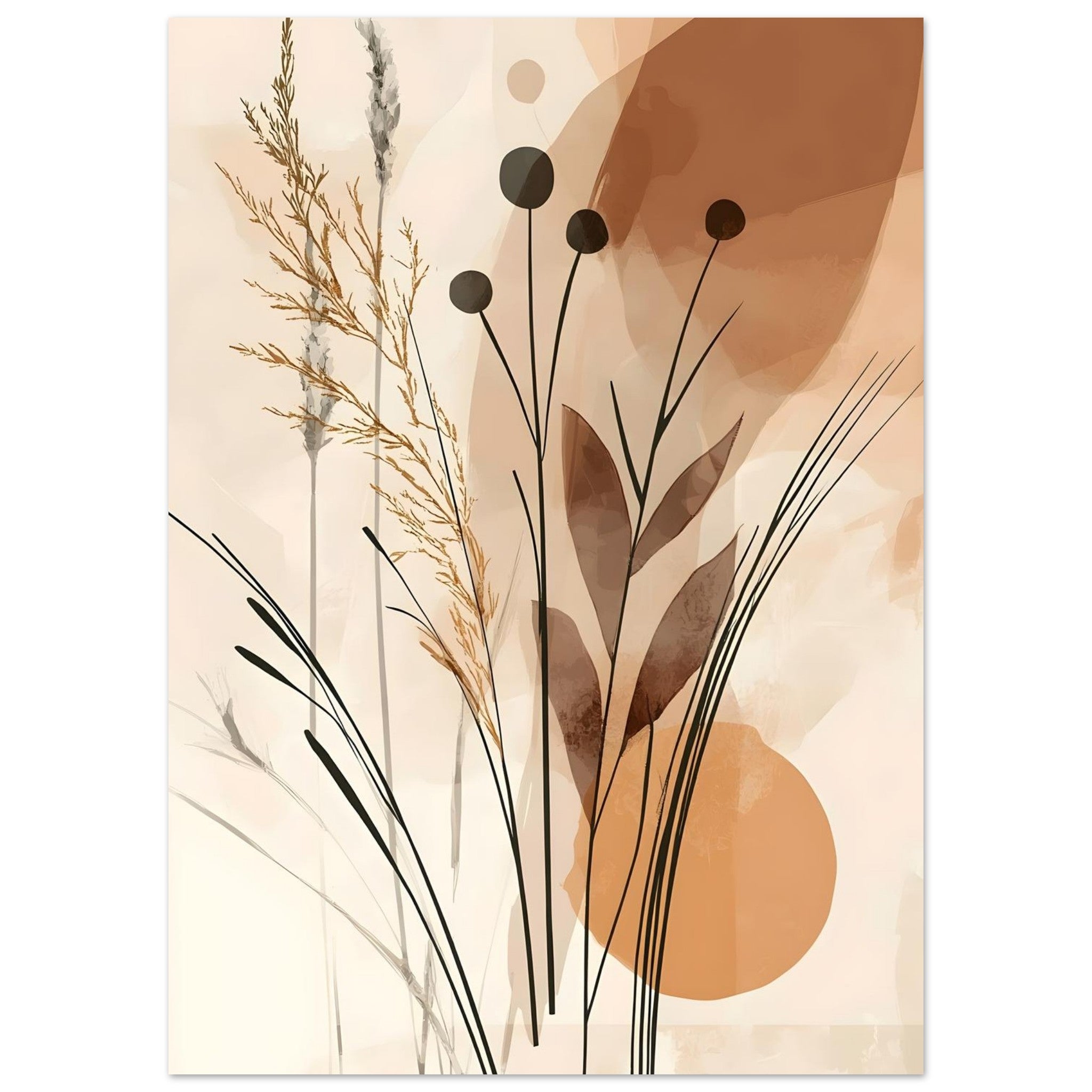 Artfulprints Poster Boho – Golden grass - 50x70 cm - Bruin
