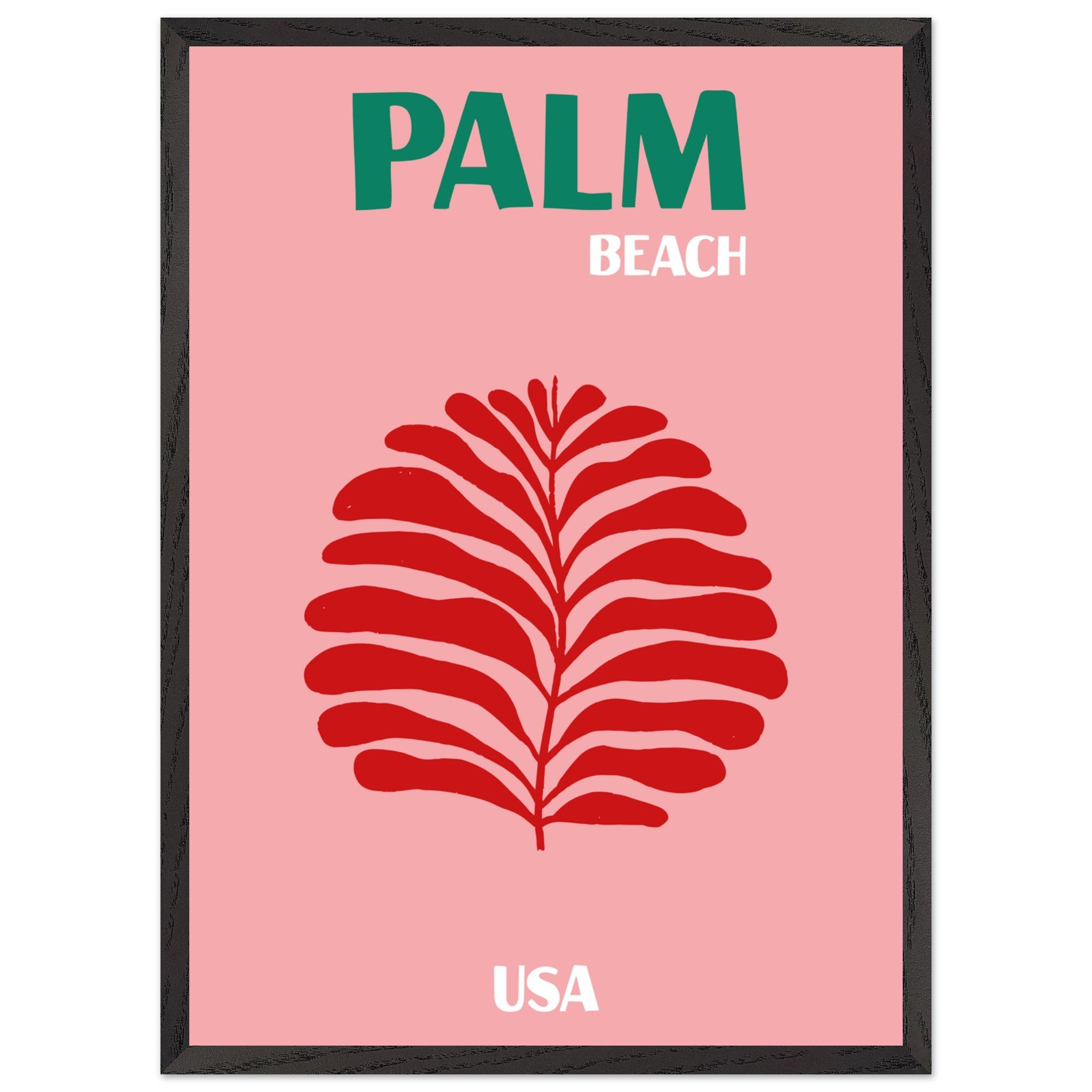 Artfulprints Poster met Lijst USA - Palm Beach - 50x70 cm - Roze