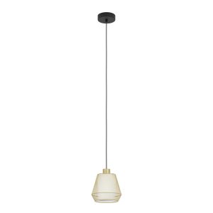 EGLO hanglamp Ciudadela – e27 – ø 18 cm – zwart/goud/wit – textiel EGLO hanglamp Ciudadela – e27 – ø 18 cm – zwart/goud/wit – textiel