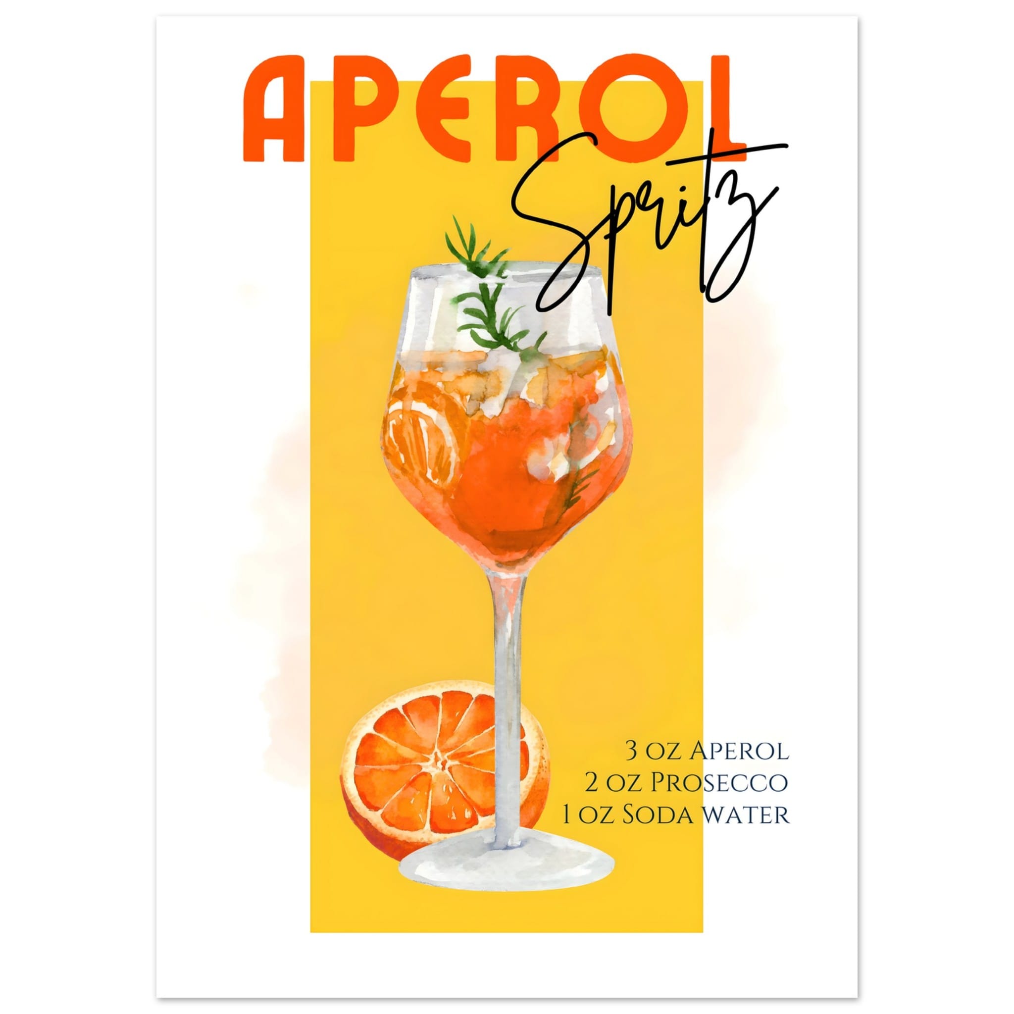 Artfulprints Poster Aperol Spritz - Yellow - 50x70 cm - Geel