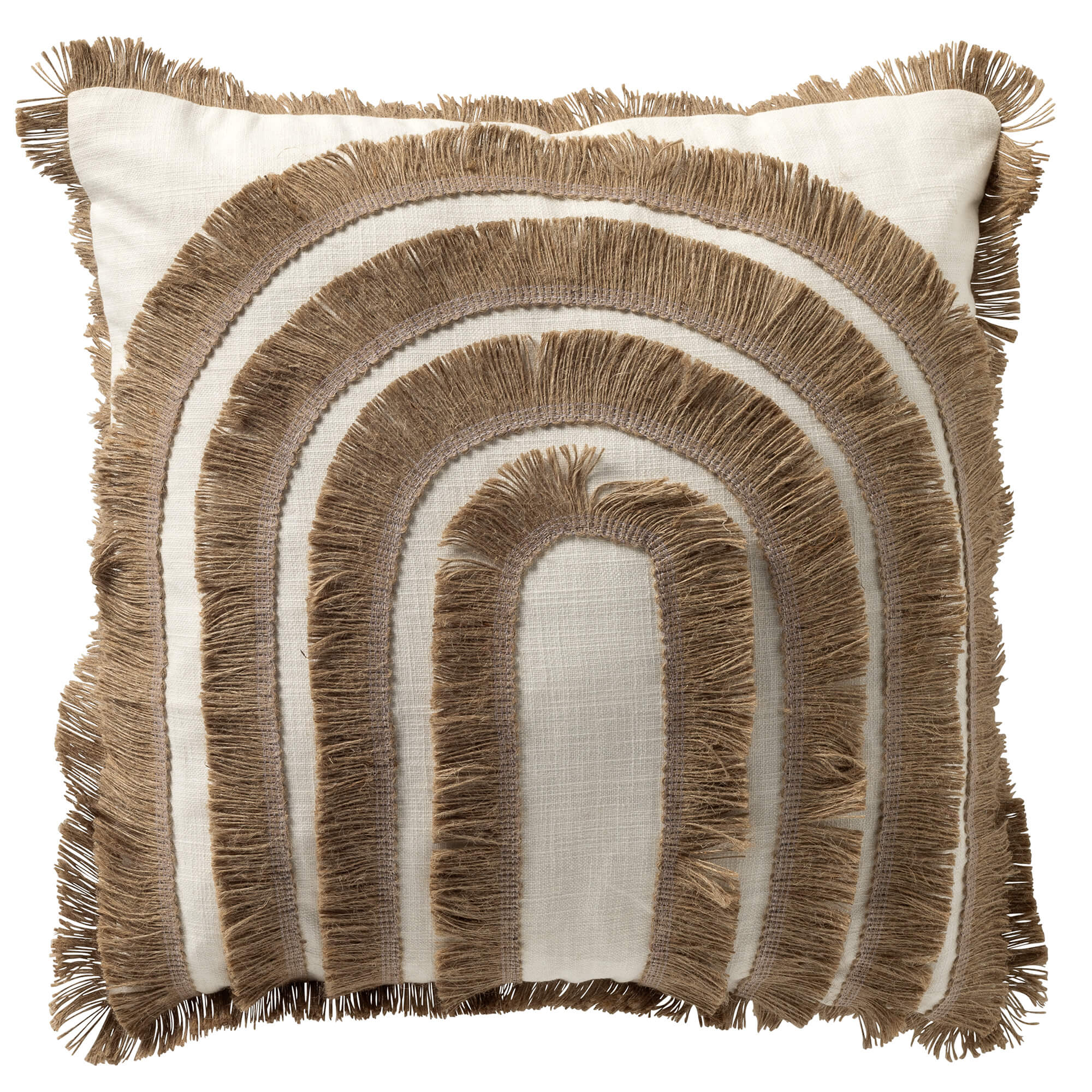 MARINA - kussenhoes 45x45 cm - jute afwerking - Natural - bruin