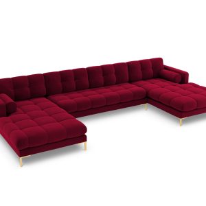 Cosmopolitan Design Panoramische bank Bali 7-zits, flueel, rood – 185x Cosmopolitan Design Panoramische bank Bali 7-zits, flueel, rood – 185x