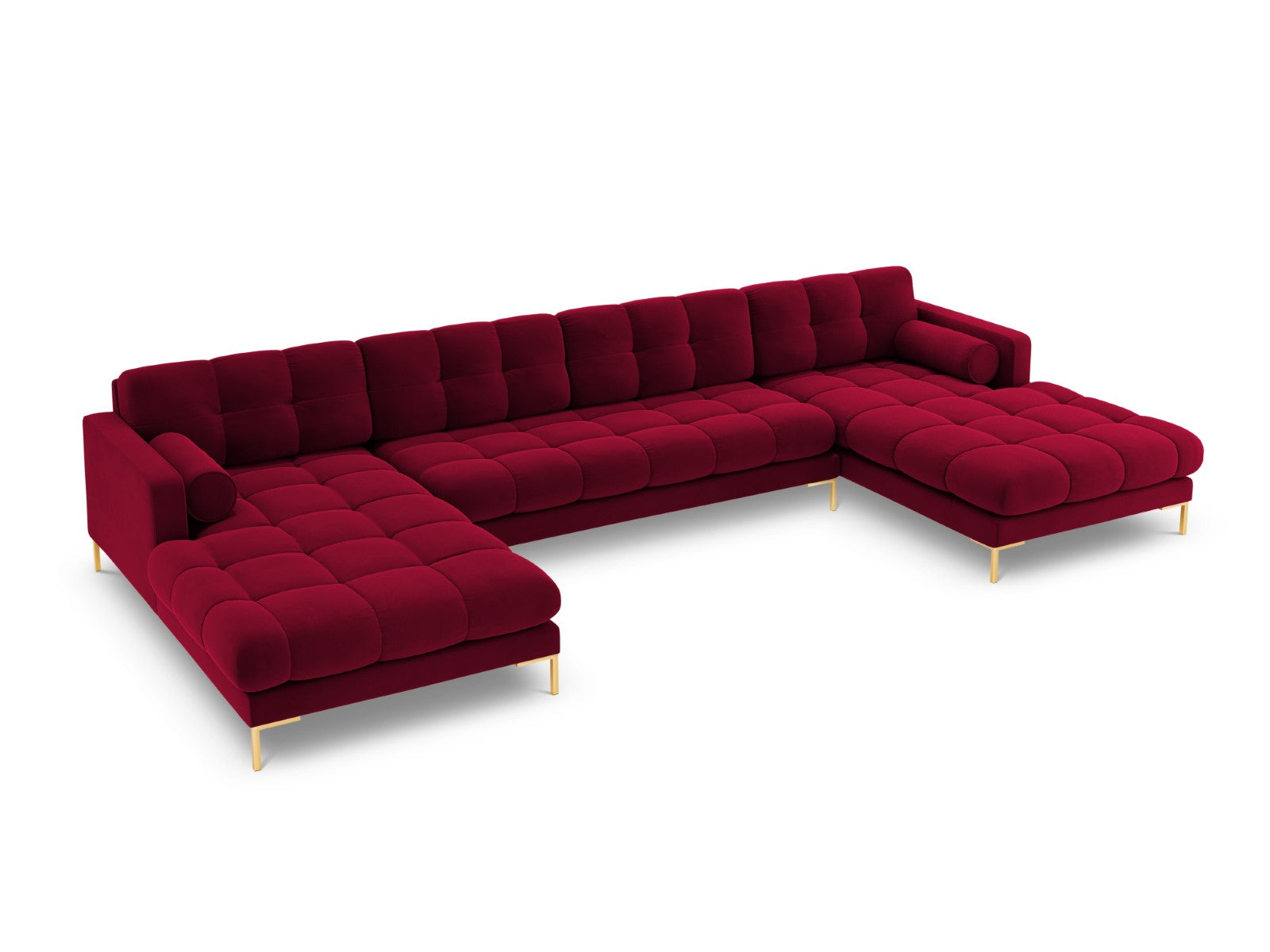 Cosmopolitan Design Panoramische bank Bali 7-zits, flueel, rood - 185x