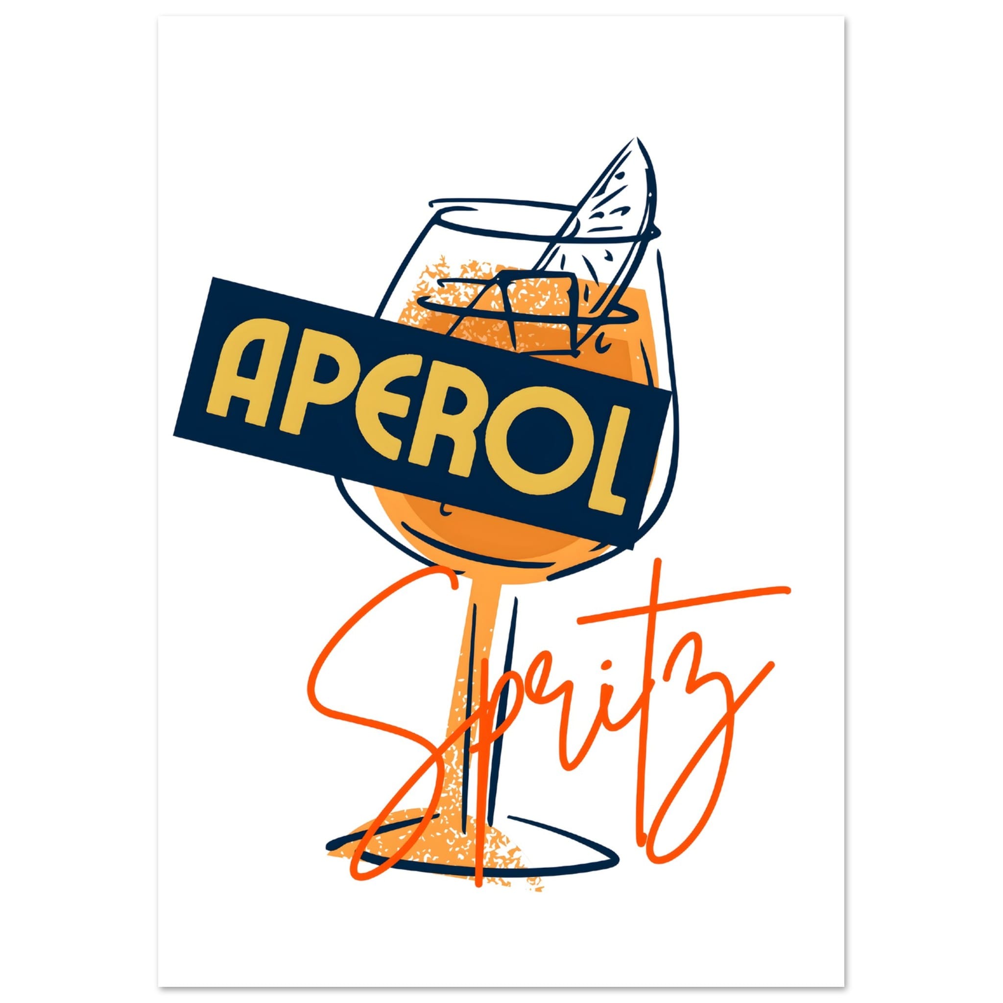 Artfulprints Poster Aperol Spritz - Sketch - A4 21x29.7 cm - Oranje