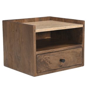 DÉJA Living Nachtkastje Zumi – Zwevend Walnoot Travertin – 40x35x30cm DÉJA Living Nachtkastje Zumi – Zwevend Walnoot Travertin – 40x35x30cm