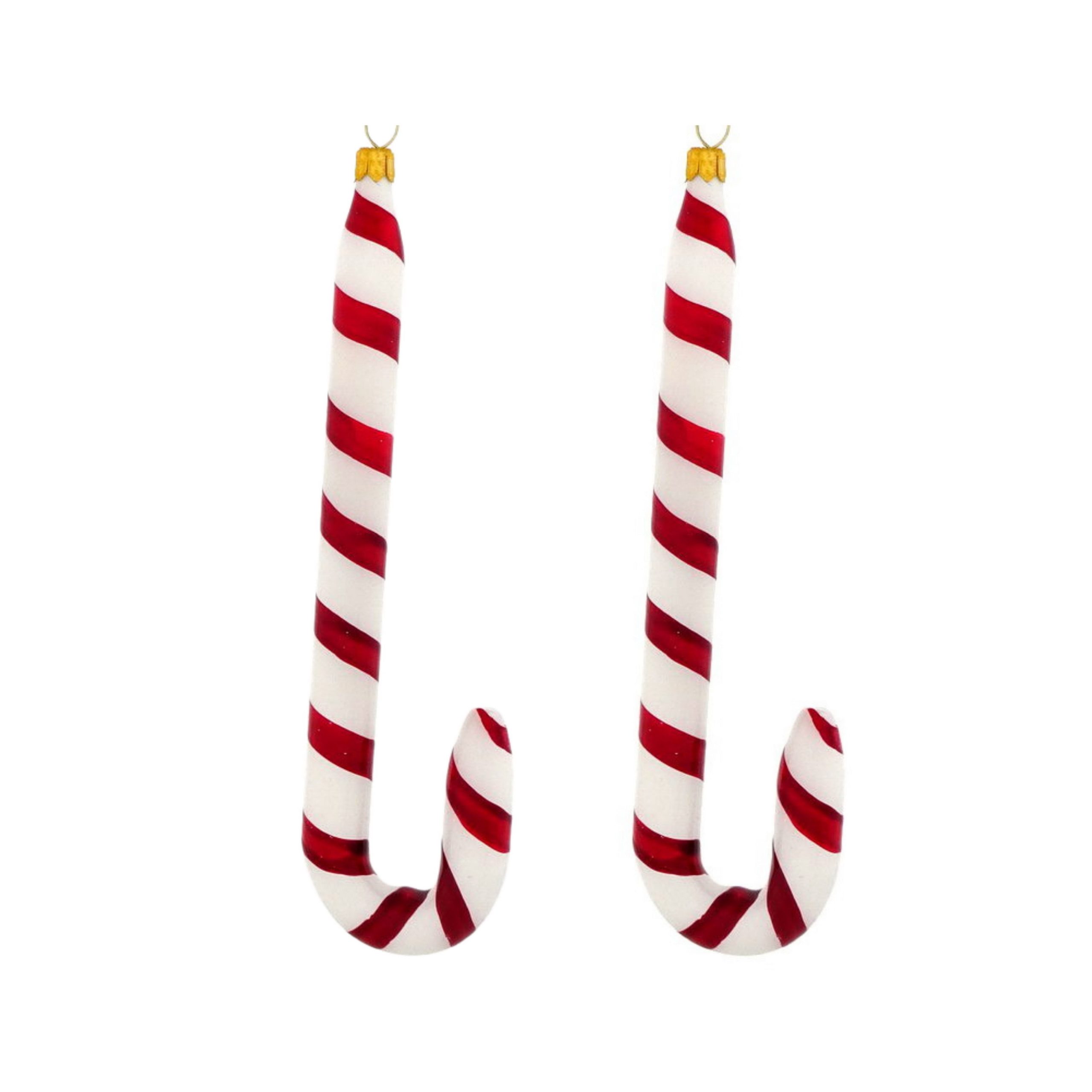 Dagmara kerstdecoratie – vorm van feestelijke candy canes – glas – set