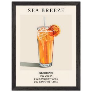 Artfulprints Poster met Lijst Sea Breeze cocktail – Ingrediënten – 30x Artfulprints Poster met Lijst Sea Breeze cocktail – Ingrediënten – 30x