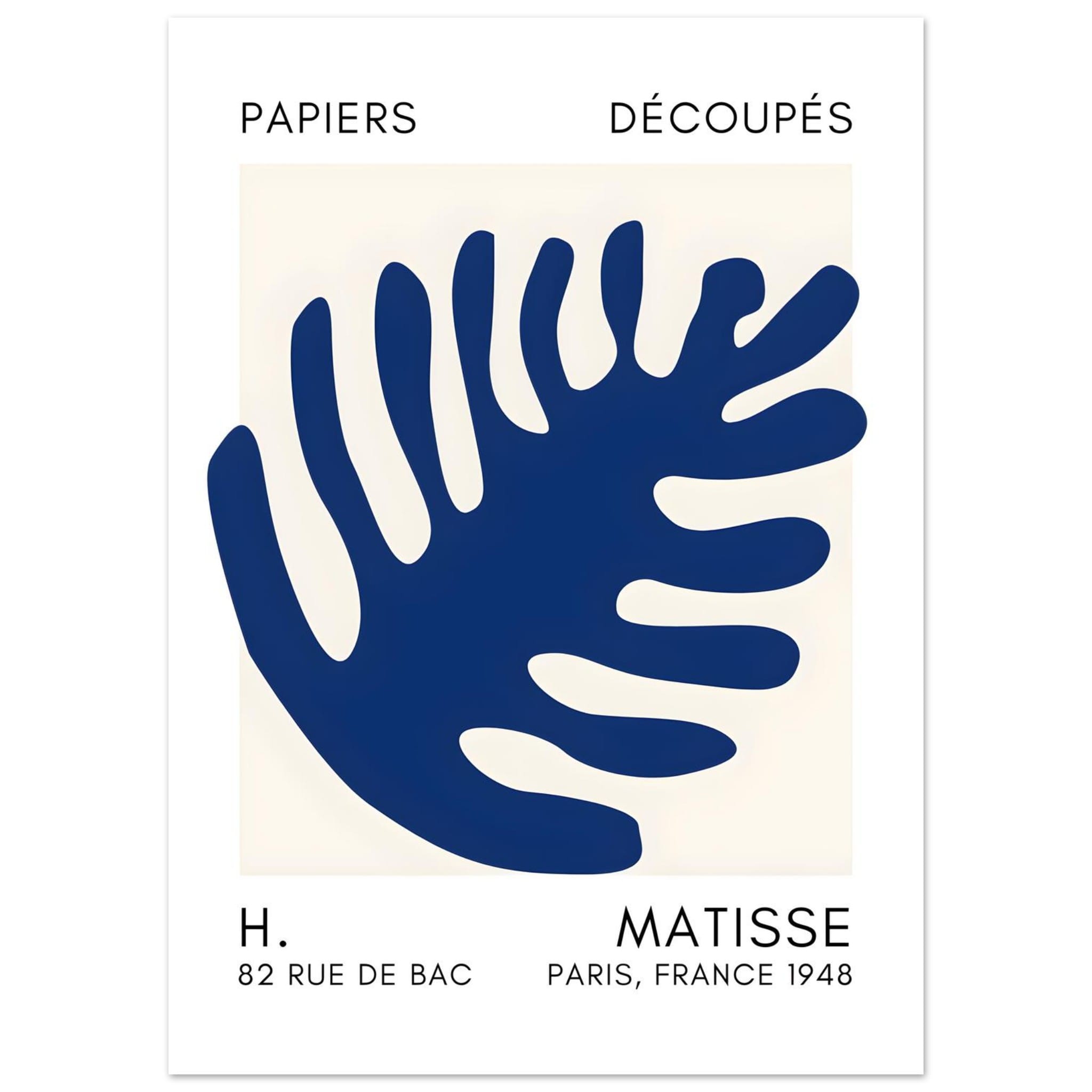 Artfulprints Poster Matisse – Coral bloom navy blue II - 50x70 cm - Bl