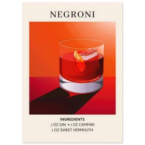 Artfulprints Poster Negroni cocktail – Ingrediënten – 50×70 cm – Rood Artfulprints Poster Negroni cocktail – Ingrediënten – 50×70 cm – Rood