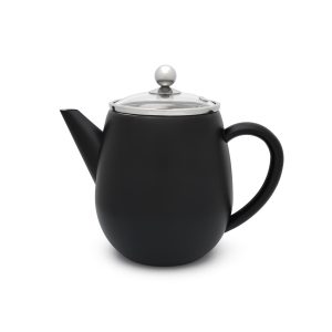 Bredemeijer – Dubbelwandige theepot Eva – 1,1 liter – Mat zwart – Met Bredemeijer – Dubbelwandige theepot Eva – 1,1 liter – Mat zwart – Met