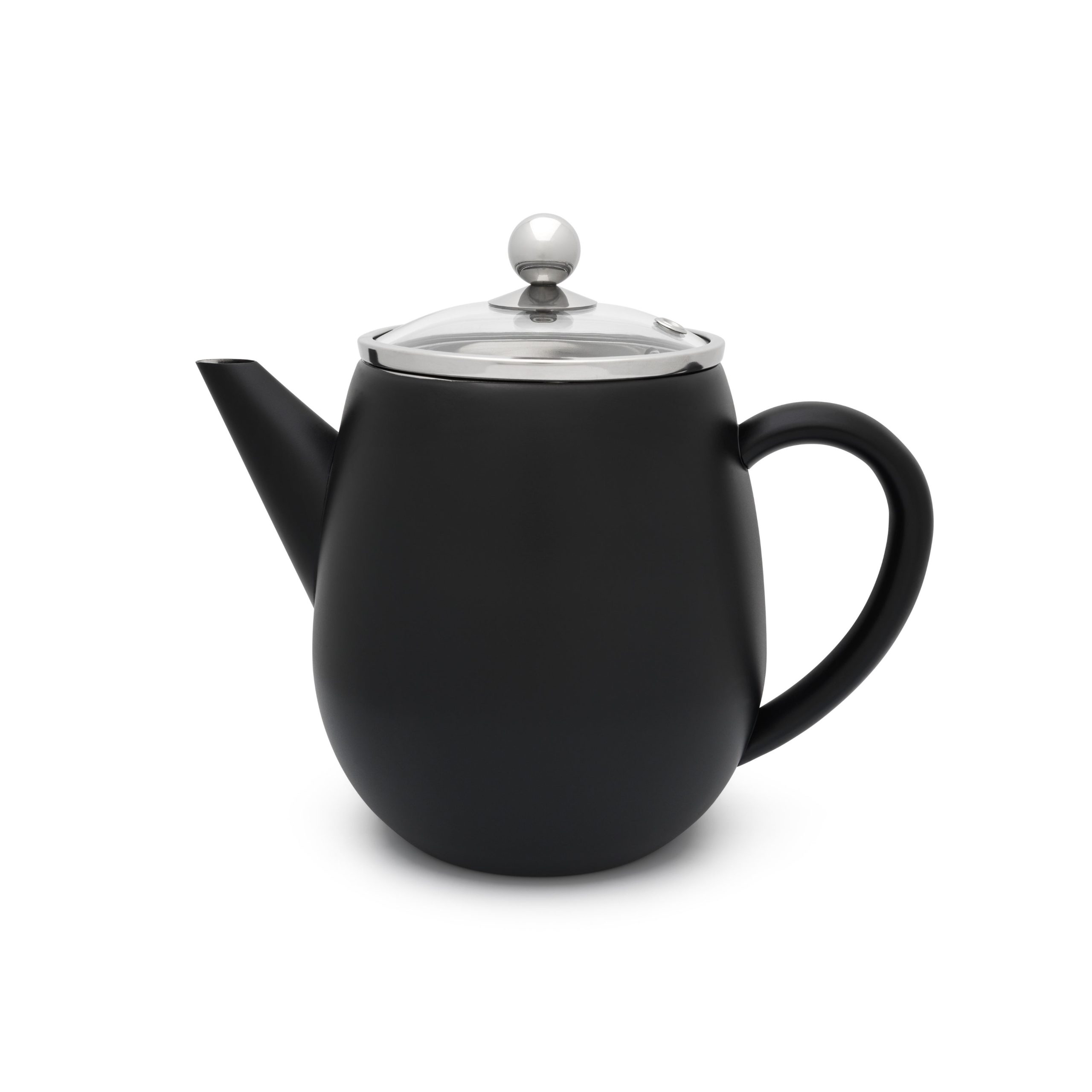 Bredemeijer - Dubbelwandige theepot Eva - 1,1 liter - Mat zwart - Met