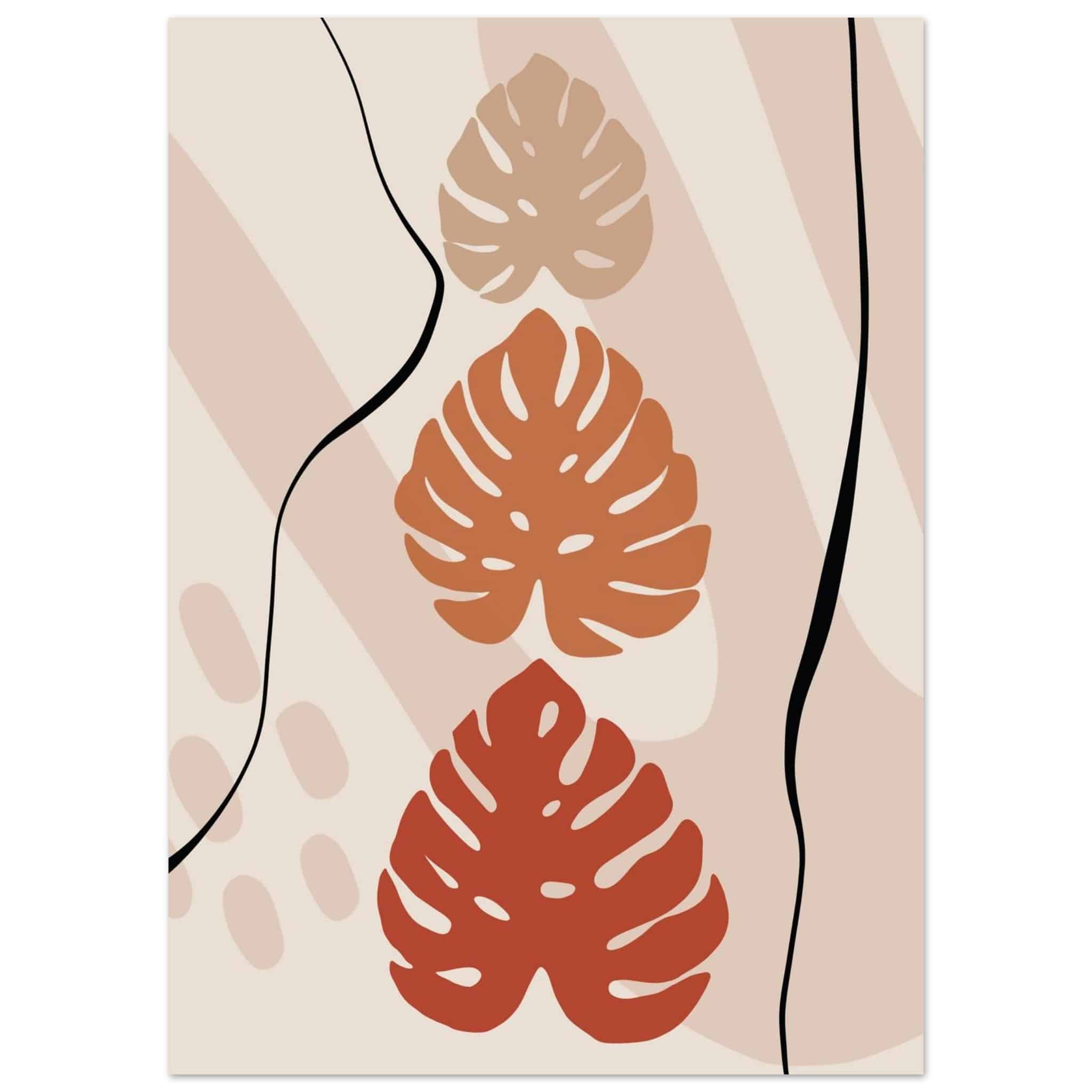 Artfulprints Poster Boho – Tropical trio - 50x70 cm - Taupe