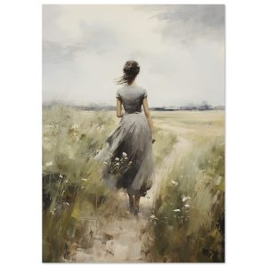 Artfulprints Poster Woman in flowerfield – A4 21×29.7 cm – Groen Artfulprints Poster Woman in flowerfield – A4 21×29.7 cm – Groen