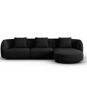 Cosmopolitan Design rechter hoekbank Tulum 4-zits, chenille, zwart – 1 Cosmopolitan Design rechter hoekbank Tulum 4-zits, chenille, zwart – 1