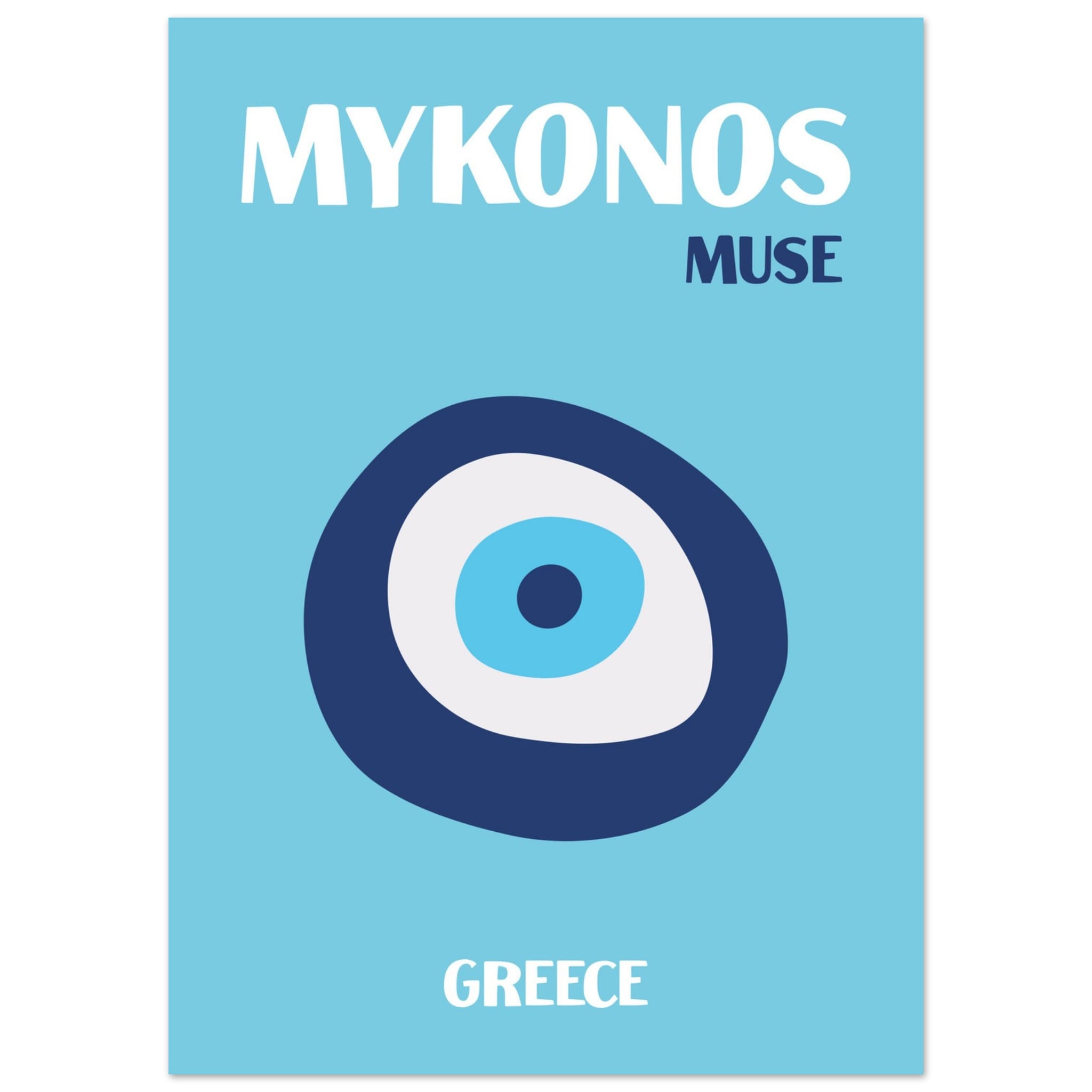 Artfulprints Poster Griekenland - Mykonos - 50x70 cm - Blauw
