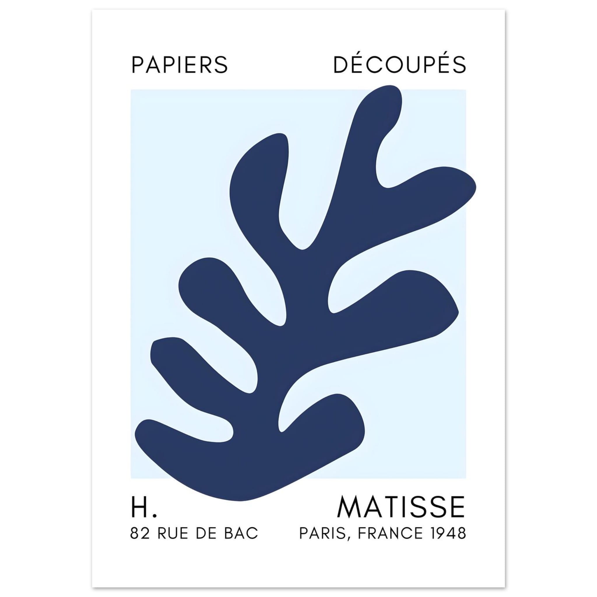 Artfulprints Poster Matisse – Ocean petals navy blue I - 50x70 cm - Bl