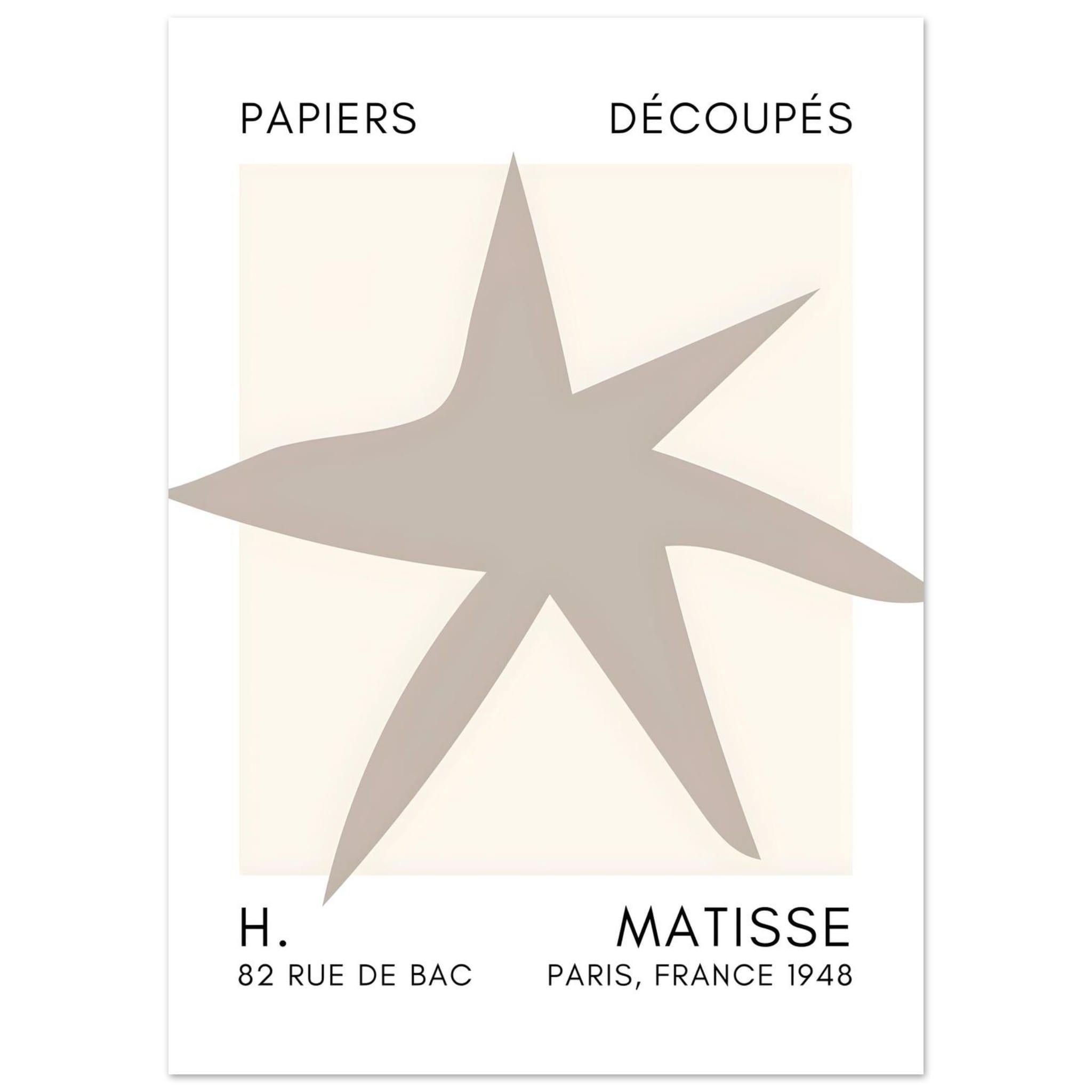 Artfulprints Poster Matisse – Star of the sea grey - 50x70 cm - Grijs