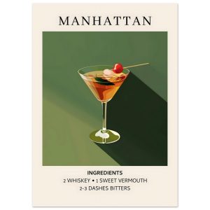 Artfulprints Poster Manhattan cocktail – Ingrediënten – 50×70 cm – Gro Artfulprints Poster Manhattan cocktail – Ingrediënten – 50×70 cm – Gro