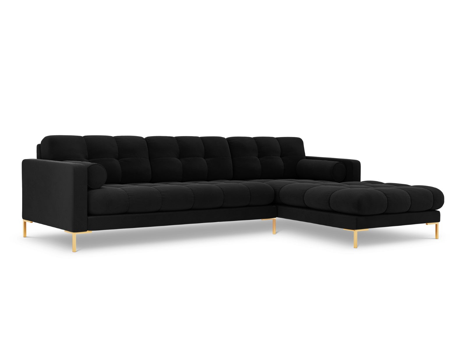 Cosmopolitan Design rechter hoekbank Bali 5-zits, flueel, zwart - 185x