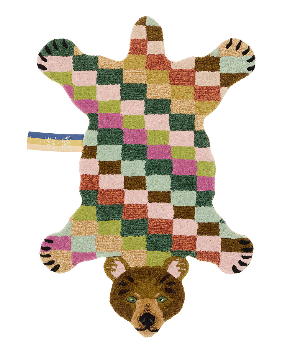 Doing Goods Archie Geruite Beer Vloerkleed Groot - Groot 145 x 97 x 2