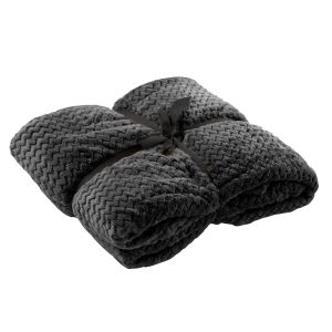 MARA – plaid 150×200 cm – superzachte deken – zigzagpatroon – Charcoal